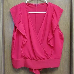 🆕GUESS Red RUFFLED WRAP TOP